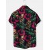 Men's Hawaiian Tiki Mask Print Short Sleeve Shirt