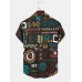 Mens Vintage Tribal Print Short Sleeve Front Buttons Shirts